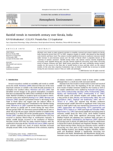 Rainfall trends in twentieth century over Kerala, India K.N Krishnakumar , *