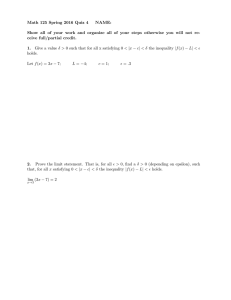 Math 125 Spring 2016 Quiz 4 NAME: