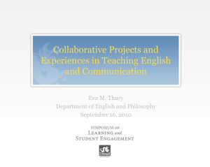 Collaborative Projects and Experiences in Teaching English and Communication Eva M. Thury