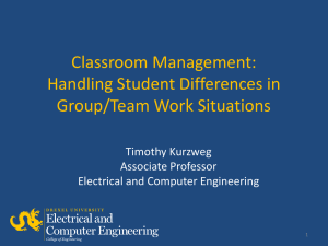 Classroom Management: Handling Student Differences in Group/Team Work Situations