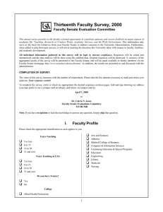 Thirteenth Faculty Survey, 2000  Faculty Senate Evaluation Committee