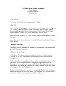 UNIVERSITY OF SOUTH ALABAMA Faculty Senate Unapproved Minutes 17 October 2001