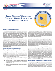 Well Owners’ Guide to Ground Water Resources in Yavapai County