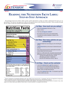 Reading the Nutrition Facts Label: E    TENSION Step-by-Step Approach