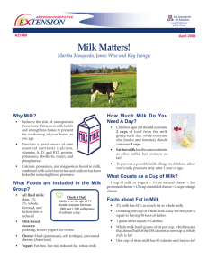 Milk Matters! E    TENSION Why Milk?