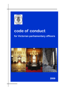 code of conduct for Victorian parliamentary officers 2009