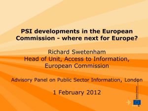 PSI developments in the European Commission - where next for Europe?