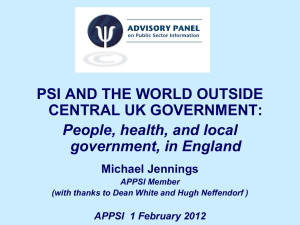 PSI AND THE WORLD OUTSIDE CENTRAL UK GOVERNMENT: People, health, and local