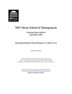 MIT Sloan School of Management Working Paper 4438-03 September 2003