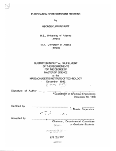 PURIFICATION GEORGE CLIFFORD  RUTT B.S.,  University  of  Arizona (1985)