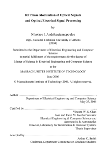 RF Phase Modulation of Optical Signals and Optical/Electrical Signal Processing by