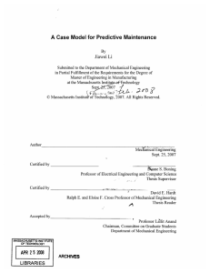 A Case  Model  for Predictive  Maintenance Jiawei Li