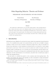 Other-Regarding Behavior: Theories and Evidence