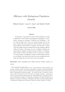 Efficiency with Endogenous Population Growth ∗ Mikhail Golosov