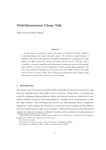 Multidimensional Cheap Talk Gilat Levy and Ronny Razin