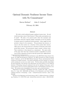 Optimal Dynamic Nonlinear Income Taxes with No Commitment ∗ Marcus Berliant