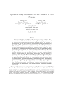 Equilibrium Policy Experiments and the Evaluation of Social Programs