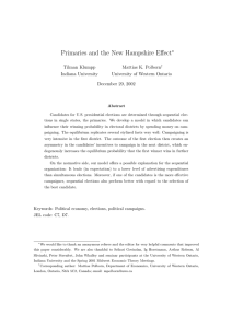 Primaries and the New Hampshire Effect ∗ Tilman Klumpp Mattias K. Polborn