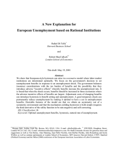 A New Explanation for European Unemployment based on Rational Institutions