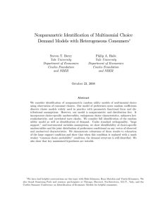 Nonparametric Identi…cation of Multinomial Choice Demand Models with Heterogeneous Consumers