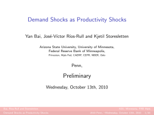 Demand Shocks as Productivity Shocks Preliminary Yan Bai, Jos´