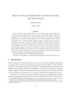 Efficient Auditing and Enforcement in Dynamic Contracts (Job Market Paper) ∗ Jonathan Pogach