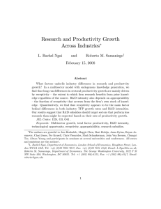 Research and Productivity Growth Across Industries ∗ L. Rachel Ngai