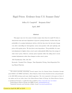 Rigid Prices: Evidence from U.S. Scanner Data ∗ Jeffrey R. Campbell Benjamin Eden