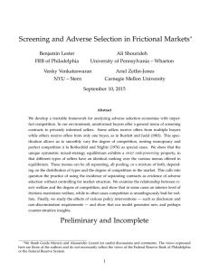 Screening and Adverse Selection in Frictional Markets