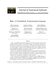 Journal of Statistical Software Stan: A Probabilistic Programming Language Bob Carpenter Andrew Gelman