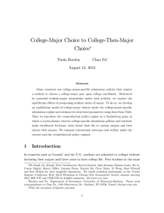 College-Major Choice to College-Then-Major Choice Paola Bordon Chao Fu