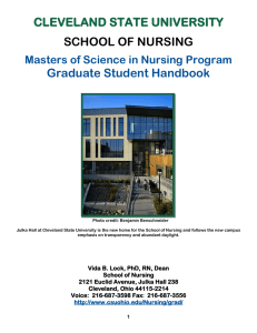 CLEVELAND STATE UNIVERSITY SCHOOL OF NURSING Graduate Student Handbook