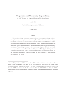 Cooperation and Community Responsibility: ∗ Joyee Deb