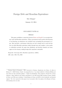 Foreign Debt and Ricardian Equivalence Eric Mengus January 12, 2014