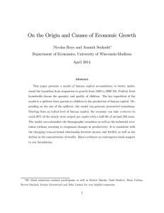 On the Origin and Causes of Economic Growth April 2014