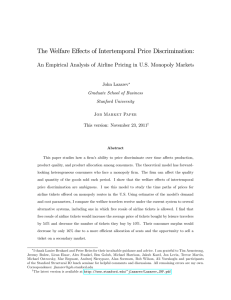 The Welfare E¤ects of Intertemporal Price Discrimination: