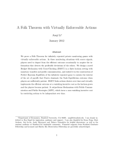 A Folk Theorem with Virtually Enforceable Actions Anqi Li January 2012