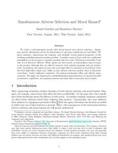 Simultaneous Adverse Selection and Moral Hazard ∗ Daniel Gottlieb and Humberto Moreira