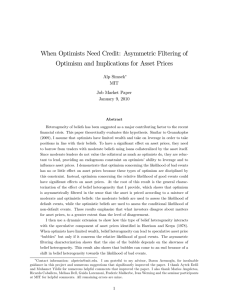 When Optimists Need Credit: Asymmetric Filtering of Alp Simsek MIT