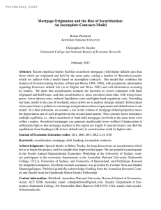 Mortgage Origination and the Rise of Securitization: An Incomplete-Contracts Model