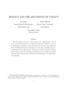 BIOLOGY AND THE ARGUMENTS OF UTILITY