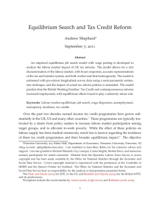 Equilibrium Search and Tax Credit Reform Andrew Shephard September 7, 2011