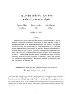 The Decline of the U.S. Rust Belt: A Macroeconomic Analysis Simeon Alder