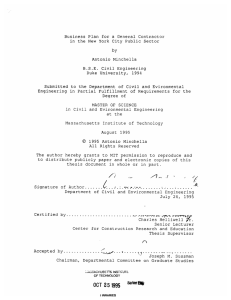 Business Plan for a General Contractor Antonio Minchella Submitted Engineering