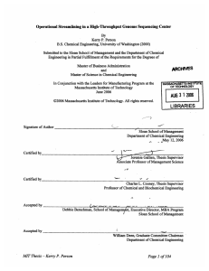 Operational Streamlining in a High-Throughput Genome  Sequencing  Center
