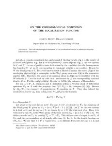 ON THE COHOMOLOGICAL DIMENSION OF THE LOCALIZATION FUNCTOR Henryk Hecht, Dragan Miliˇ ci´