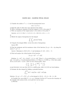 MATH 2210 - SAMPLE FINAL EXAM 1) Consider the surface x