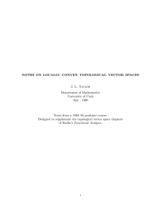 NOTES ON LOCALLY CONVEX TOPOLOGICAL VECTOR SPACES J. L. Taylor