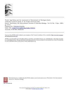 Winter Age Ratios and the Assessment of Recruitment of Harlequin... Author(s): Cyndi M. Smith, R. Ian Goudie and Fred Cooke