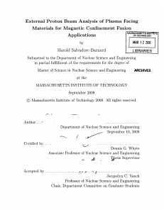 External  Proton  Beam  Analysis  of ... Materials  for  Magnetic  Confinement  Fusion Applications